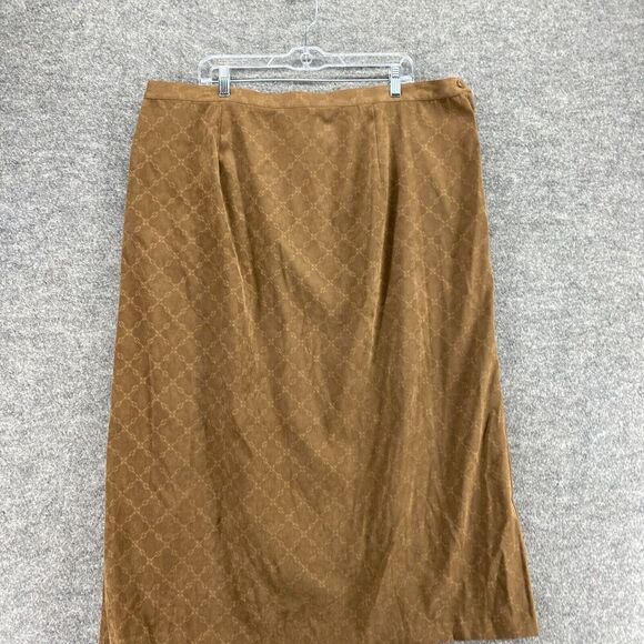 Country Wear Casuals Skirt Women 3X Plus Brown Geometric A-Line Midi Mid Rise - Picture 3 of 8